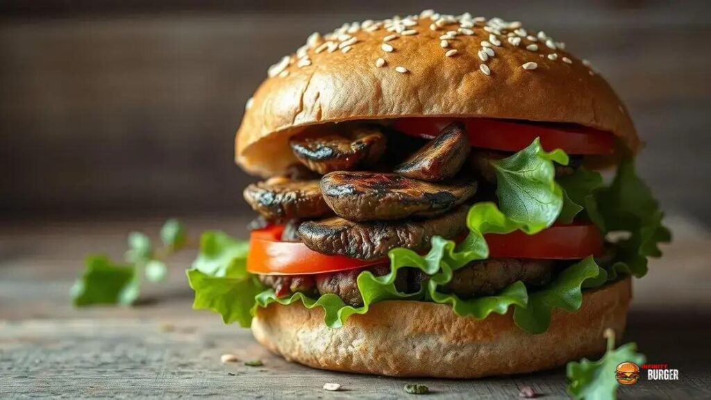 “Delicioso Hambúrguer Artesanal de Cogumelos”
