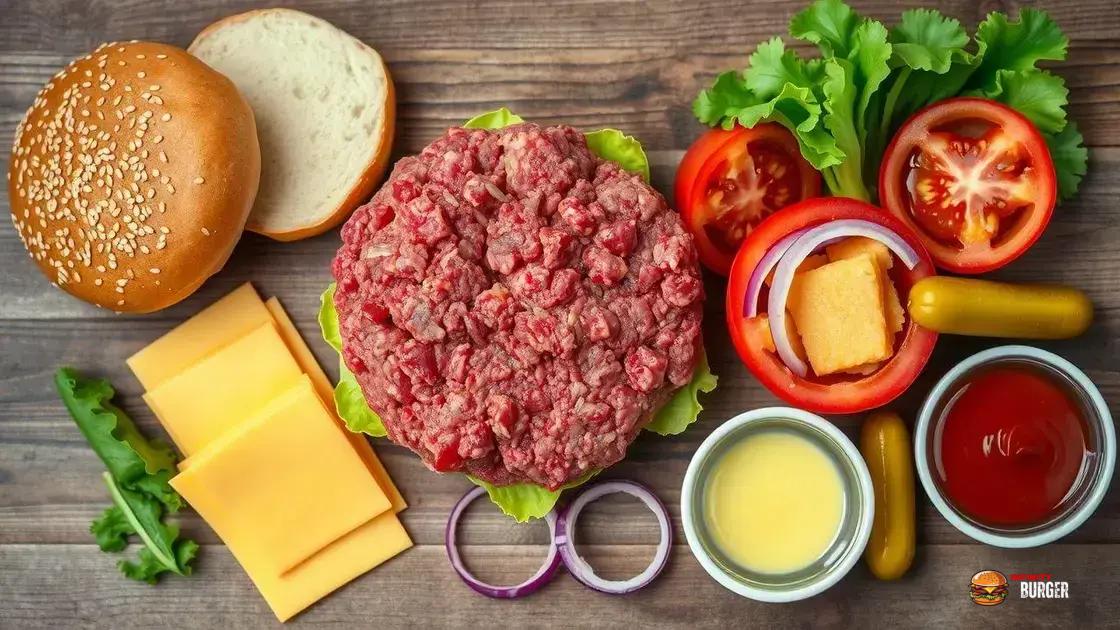 ingredientes essenciais para um hambúrguer ao estilo american cheeseburger