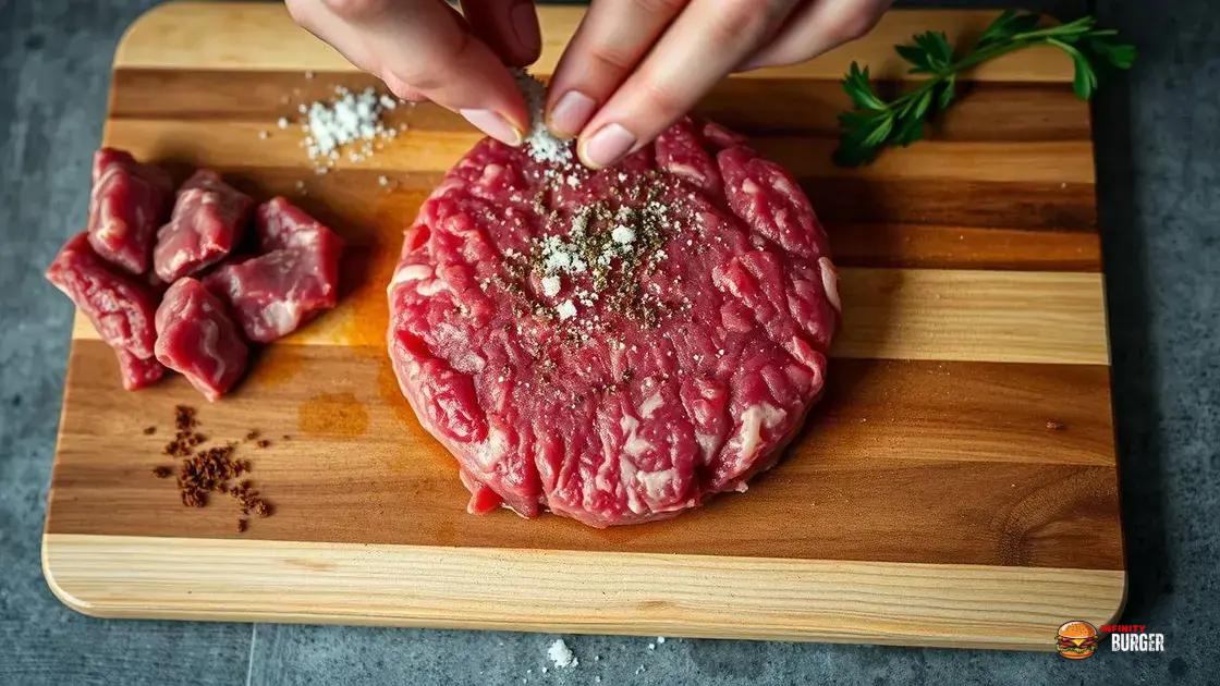 preparo da carne: moer, temperar e modelar